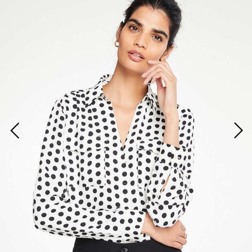 Ann Taylor polka dot button-down